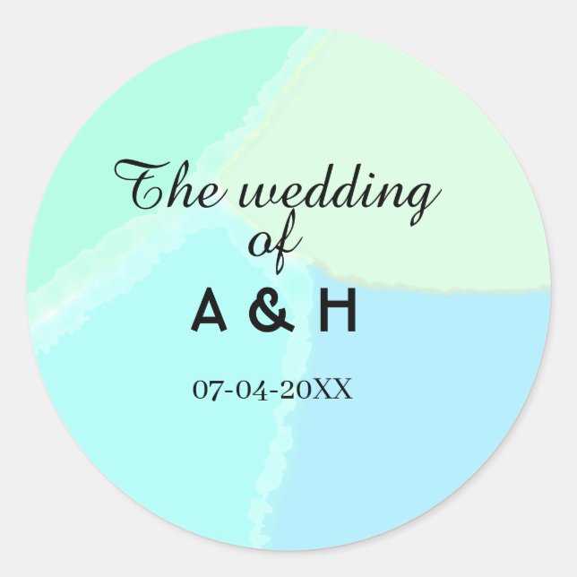Adesivo The wedding of add couple name initial letter date (Frente)