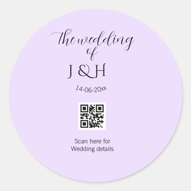 Adesivo The wedding of add couple name QR code scan detail (Frente)