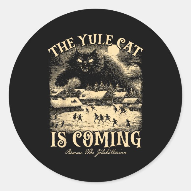 Adesivo The Yule Cat Is Coming Gothic Christmas Winter Sol (Frente)
