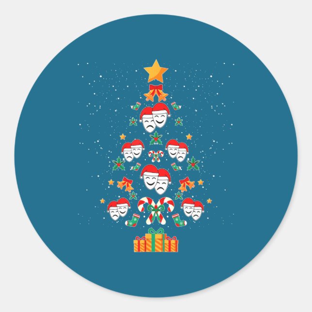 Adesivo Theatre Masks Drama Actor Actress Christmas Tree X (Frente)