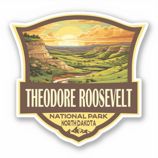 Adesivo Theodore Roosevelt - Ilustração do Parque Nacional (Frente)
