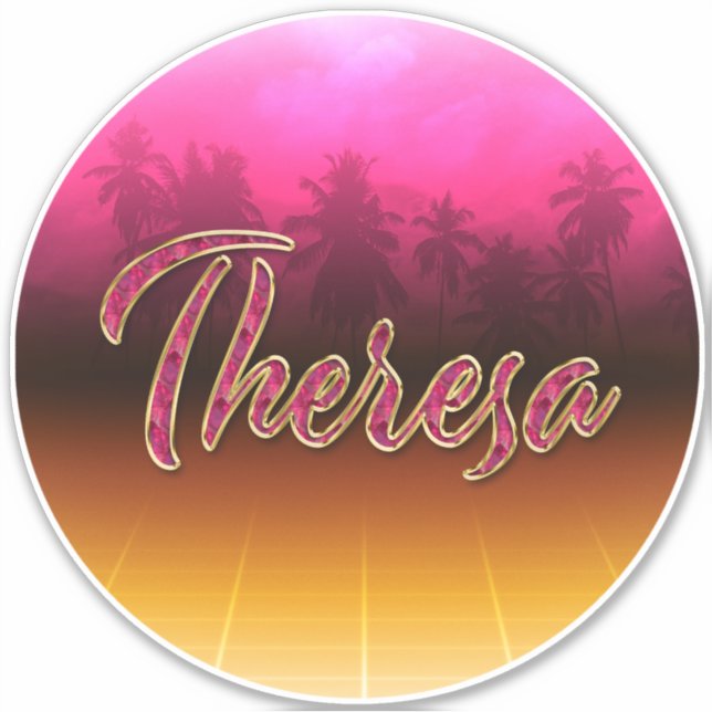 Adesivo Theresa Vorname Name golden pink Aufkleber Sticker (Frente)