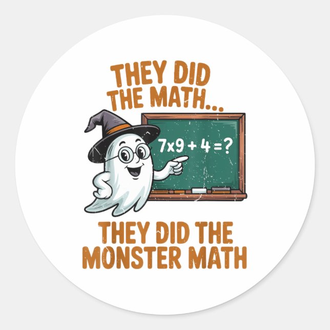 Adesivo They Did Monster Math Teacher Halloween Costume Pr (Frente)