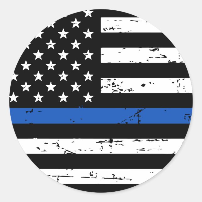 Adesivo Thin Blue Line American Flag Policial Clássico (Frente)
