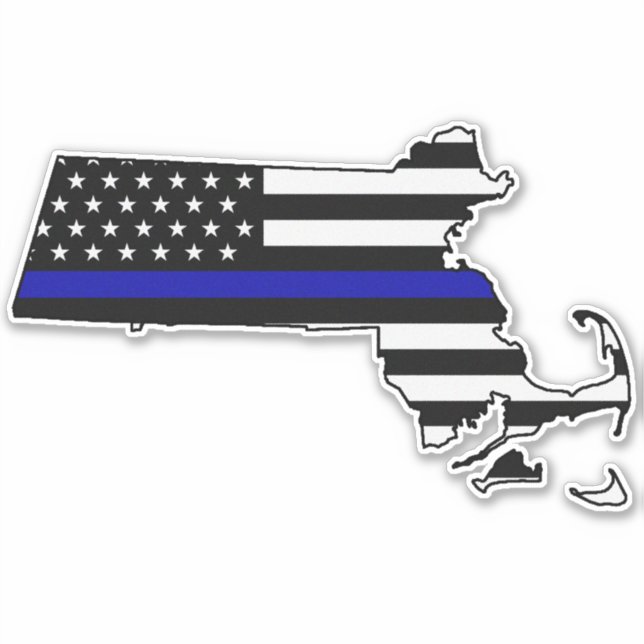 Adesivo Thin Blue Line Flag Massachusetts (Frente)