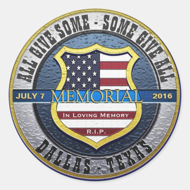 Adesivo Thin Blue Line Memorial da Polícia de Dallas (Frente)