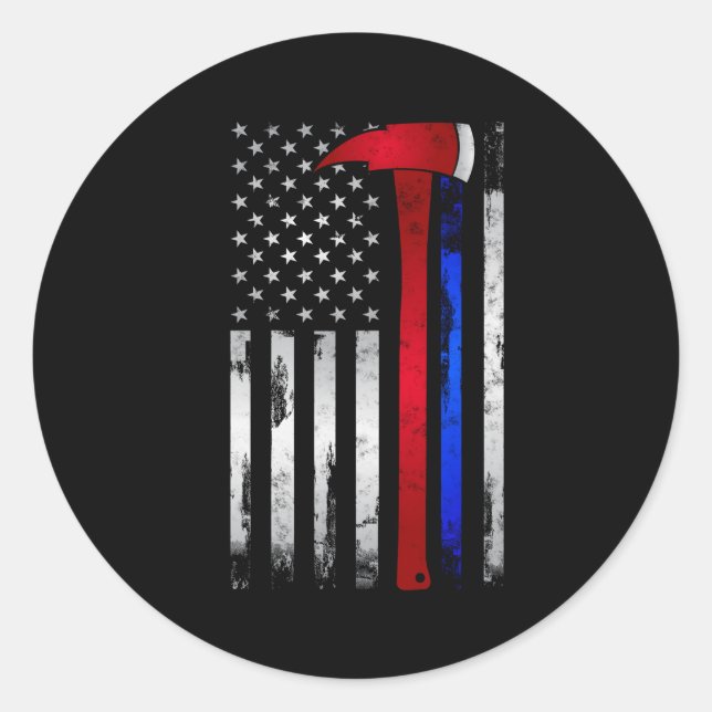 Adesivo Thin Red Blue Line American Flag Ax Firefighter P (Frente)