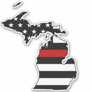 Adesivo Thin Red Line Flag Michigan