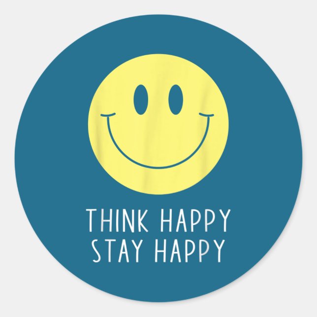 Adesivo Think Happy Stay Happy Motivation Quote Yellow Smi (Frente)