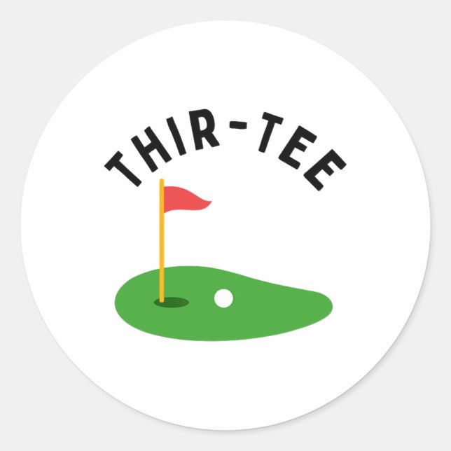 Adesivo Thir-tee 30th Golf Birthday Party Thirtieth Golf P (Frente)