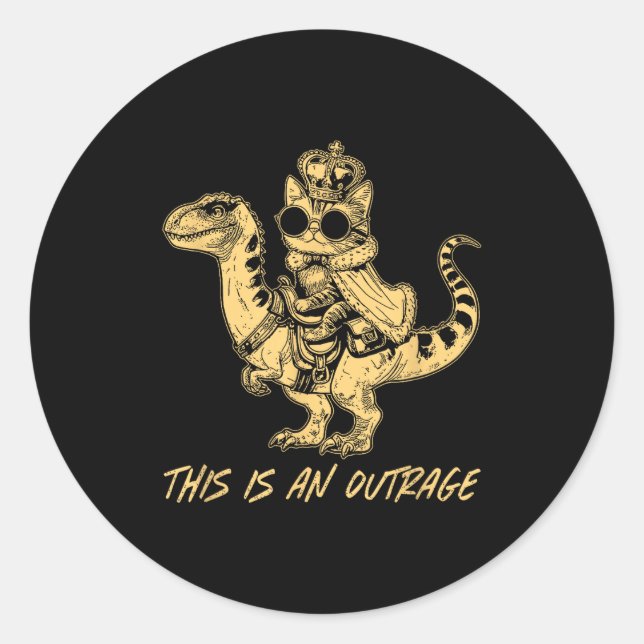 Adesivo This Is An Outrage Funny Princess Cat Riding Dinos (Frente)