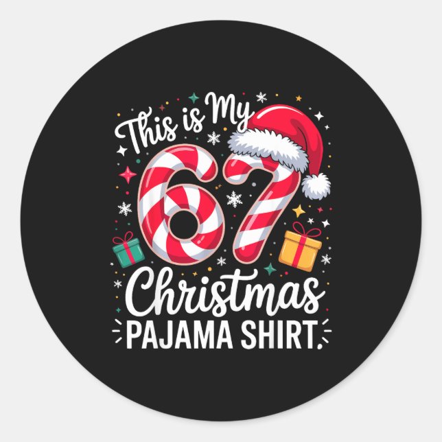 Adesivo This Is My 67 Christmas Pajama Funny Holiday Meme  (Frente)