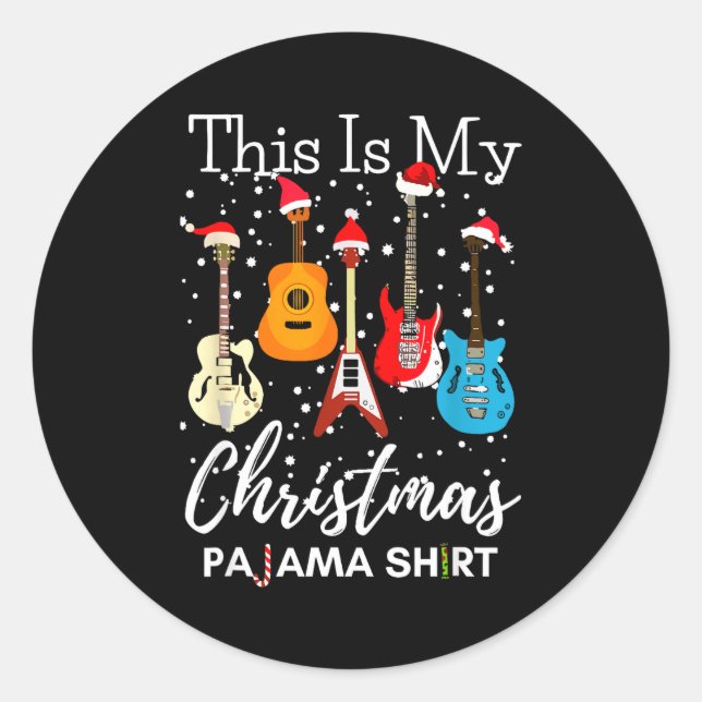 Adesivo This Is My Christmas Pajama Guitar Guitarist Music (Frente)
