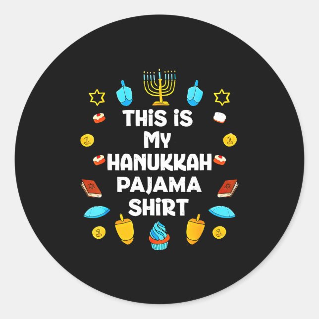 Adesivo This Is My Hanukkah Pajama Shirt Chanukah Jewish M (Frente)