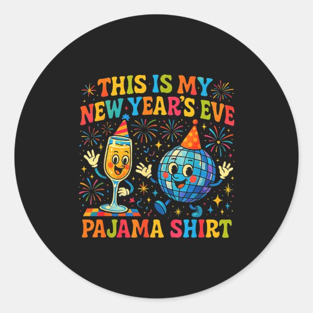 Adesivo This Is My New Year’s Eve Pajama Funny Retro Gift  (Frente)