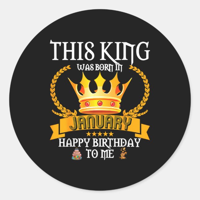 Adesivo This King Was Born In January Funny Jan Birthday D (Frente)