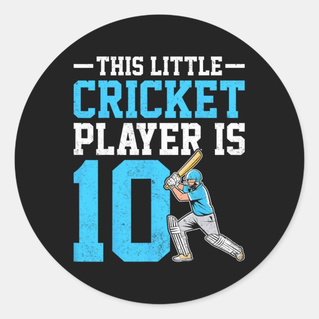 Adesivo This Little Cricket Player Is 10 Years Old 10th Bi (Frente)