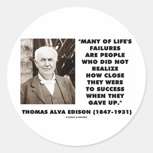 Adesivo Thomas Edison falha perto do sucesso desistiu (Frente)