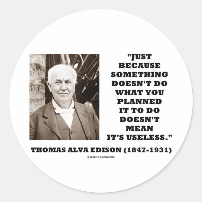 Adesivo Thomas Edison não significa sua citação inútil (Frente)