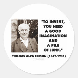 Adesivo Thomas Edison para inventar a pilha da imaginaçã