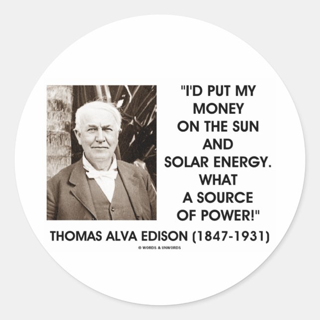 Adesivo Thomas Edison Sun Energia Solar Fonte De Energia (Frente)
