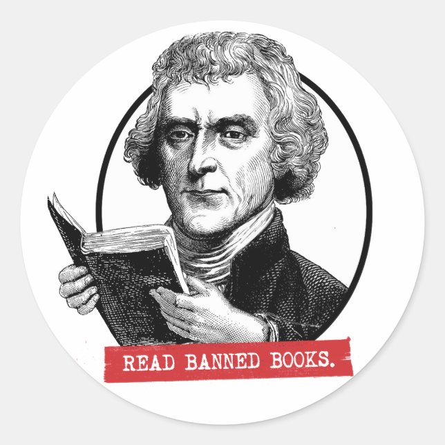 Adesivo Thomas Jefferson Lê Livros Banidos (Frente)