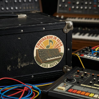 Adesivo Thousands in Gear, One Note – Lustiger Synth Nerd