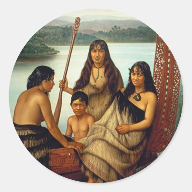 Adesivo 'Three Maori Girls and a Boy' - Lindauer Sticker (Frente)