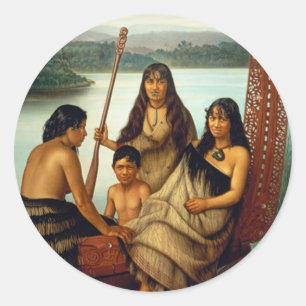 Adesivo 'Three Maori Girls and a Boy' - Lindauer Sticker