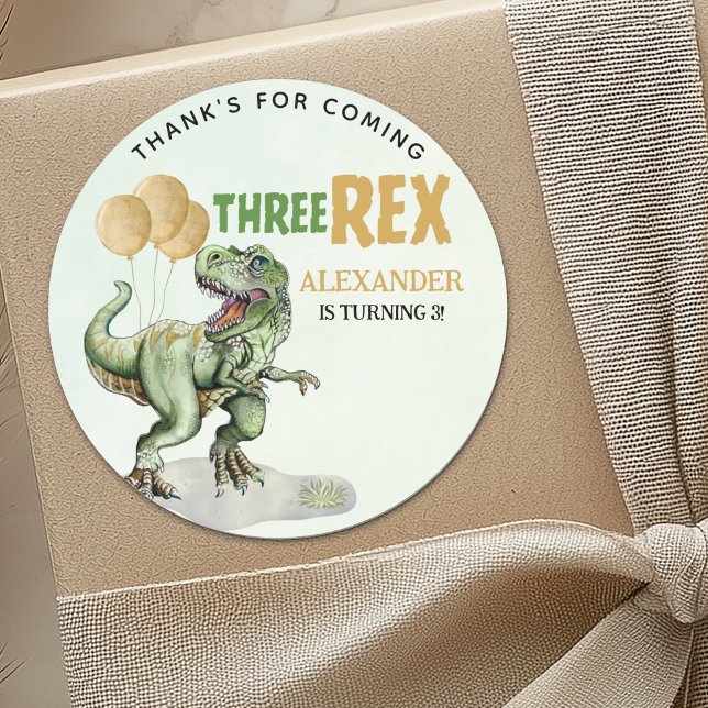 Adesivo Three Rex - Birthday Boy 3rd with Dinosaur Theme (Criador carregado)