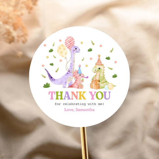 Adesivo Three Rex Dinosaur Birthday (Dinosaur 3rd Birthday Sticker)