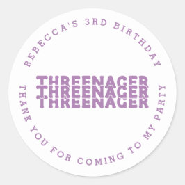 Adesivo Threenager Name aniversário de 3 anos Lilac Obriga
