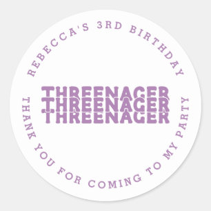 Adesivo Threenager Name aniversário de 3 anos Lilac Obriga