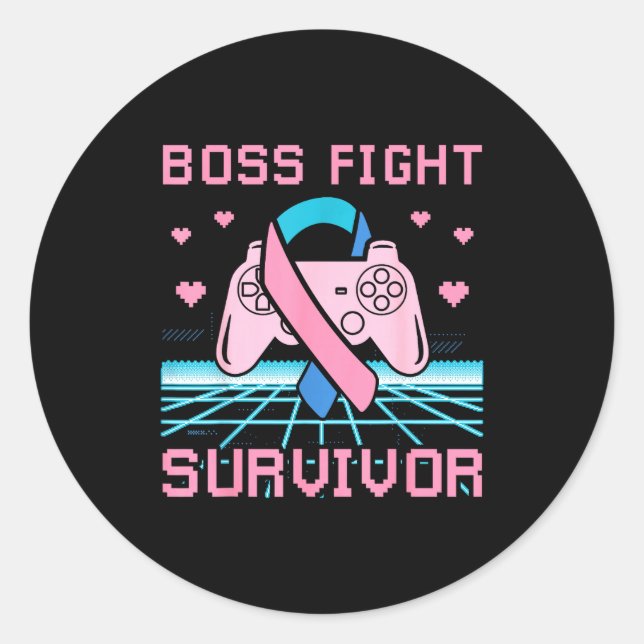 Adesivo Thyroid Cancer Awareness Boss Fight Survivor Gamer (Frente)