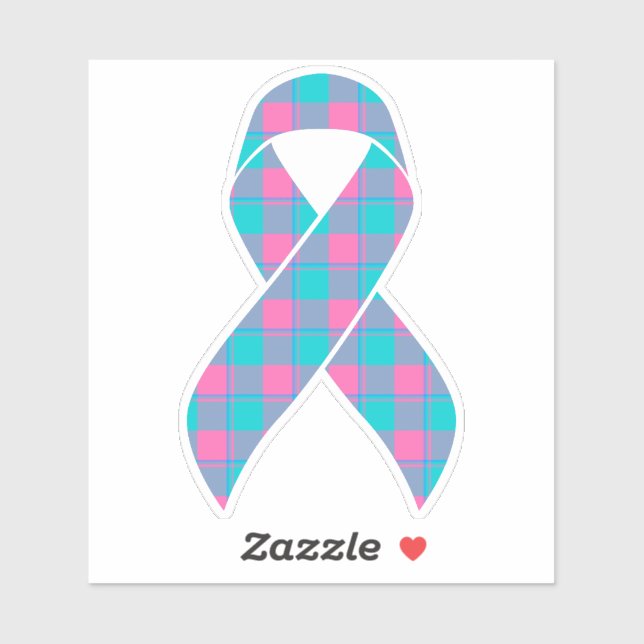 Adesivo Thyroid Cancer Awareness Plaid Teal Ribbon (Folha)