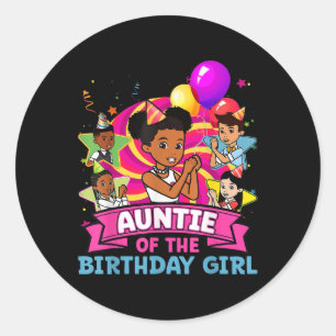 Adesivo Tia A Menina Do Aniversário Festa Rosa Boneca Famí