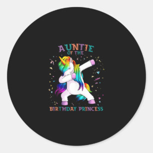 Adesivo Tia de aniversário Princesa Dab Unicorn tia Rainb