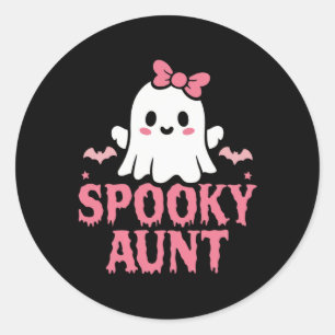 Adesivo Tia Família Bonita Branca Fantasma Boo Halloween