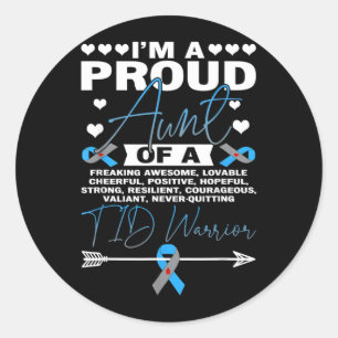 Adesivo Tia Orgulhosa de um Guerreiro T1d Diabetes Tipo Um