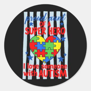 Adesivo Tia Orgulhosa Super-Herói Coração de Puzzle Consci
