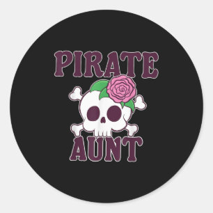 Adesivo Tia Pirata Cartoon Skull Engraçado Família Hallowe