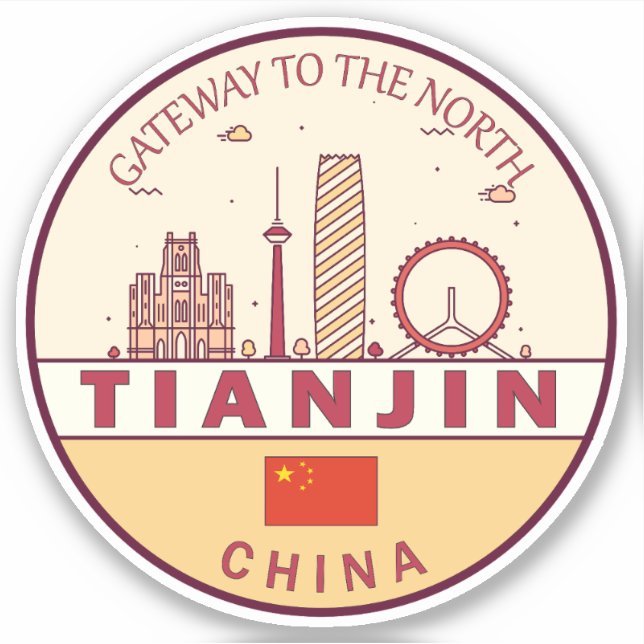 Adesivo Tianjin China City Skyline Emblem (Frente)