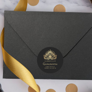 Adesivo Tiara Coroa Selo de Envelope de RSVP de Quinceañer