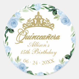 Adesivo Tiara de Deus Quinceanera Bebê Azul Floral