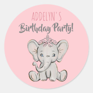Adesivo Tiara de Elefante Princesa Rosa Aniversário Infant