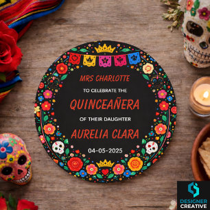 Adesivo Tiara Floral de Festa Mexicana Preta Quinceañera D