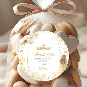 Adesivo Tiara Floral Dourada Amarela de Agradecimento Quin