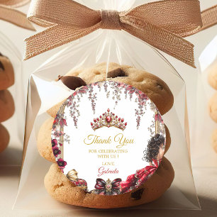 Adesivo Tiara Floral Vermelha Dourada Quinceañera