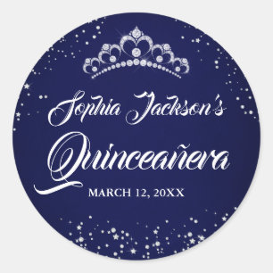 Adesivo Tiara Quinceanera Brilho Diamante Prata Marinho