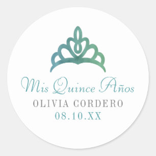 Adesivo Tiara Quinceañera da folha do falso do verde azul